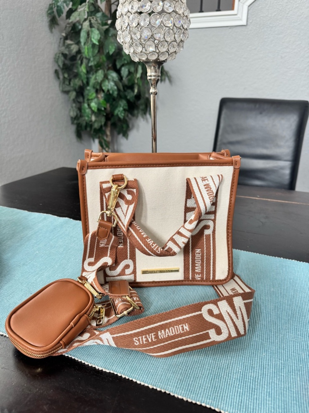Steve Madden Cream Canvas Crossbody